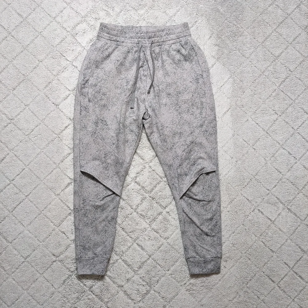 Gymshark Chalk Joggers Women's Small Gray White Paint Splatter Cut Out Knees Zip